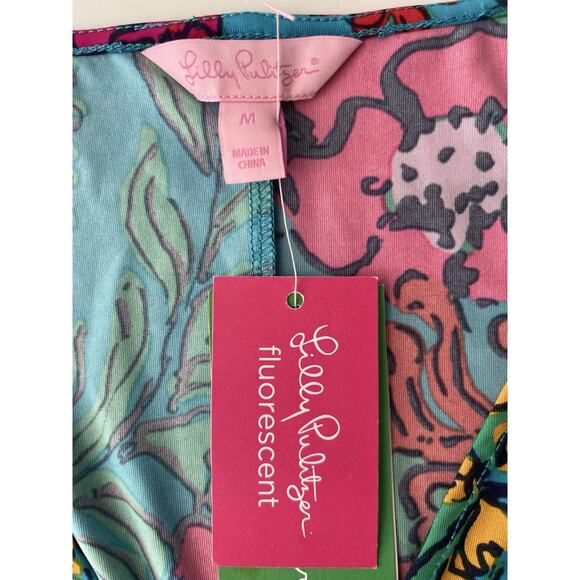 Lilly Pulitzer Jade Dress M Multicolor Shake Your Tail Feather Tropical Peacock - Picture 4 of 11